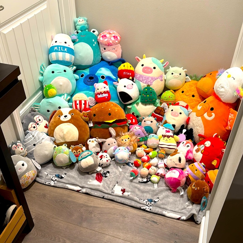 Squishmallows🦄 2 GIANT 🐷 75 NORMAL-sized        🐶12 MINIs 🐸